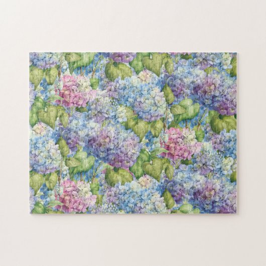 Floral Blue Hydrangea Pattern Legpuzzel (Horizontaal)