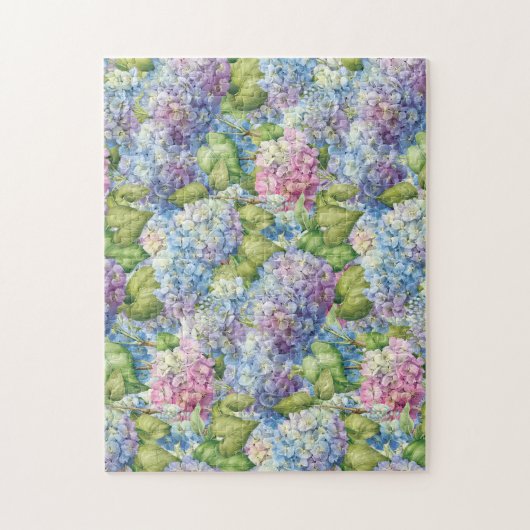 Floral Blue Hydrangea Pattern Legpuzzel (Verticaal)