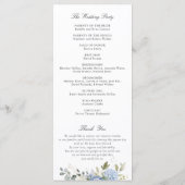 Floral Blue Hydrangea Programme de mariage vert (Dos)