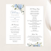 Floral Blue Hydrangea Programme de mariage vert