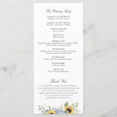 Floral Blue Hydrangea Sunflowers Programme de mari (Dos)