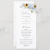 Floral Blue Hydrangea Sunflowers Programme de mari (Devant / Derrière)