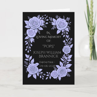 FLORAL BLUE. IN LOVING MEMORY KEEPSAKE, CARD KAART