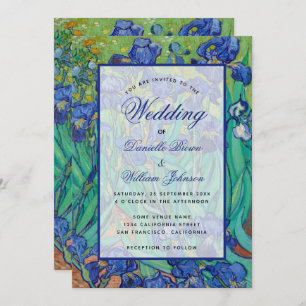 Floral Blue Iros Van Gogh Wedding Calligrafie Kaart