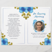 Floral Blue Memorial of Funeral Service Programme (Voorkant)