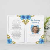 Floral Blue Memorial of Funeral Service Programme (Staand voorkant)