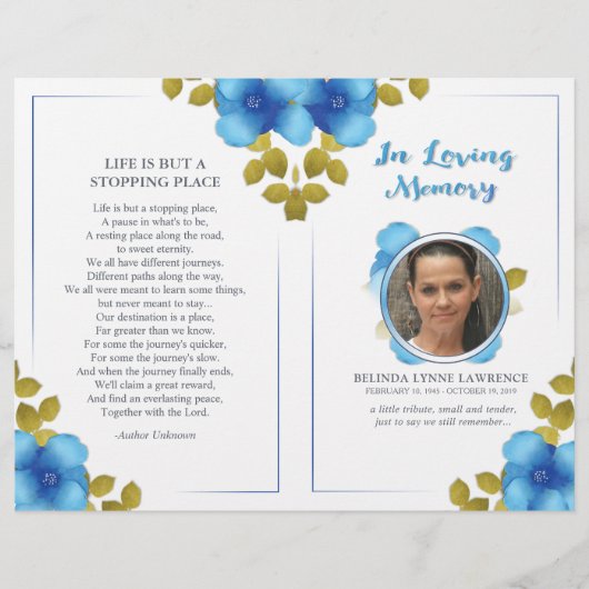 Floral Blue Memorial ou le programme de services f (Devant)