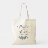 Floral Blue Moeder van de Bride Calligrafie Tote Bag (Achterkant)