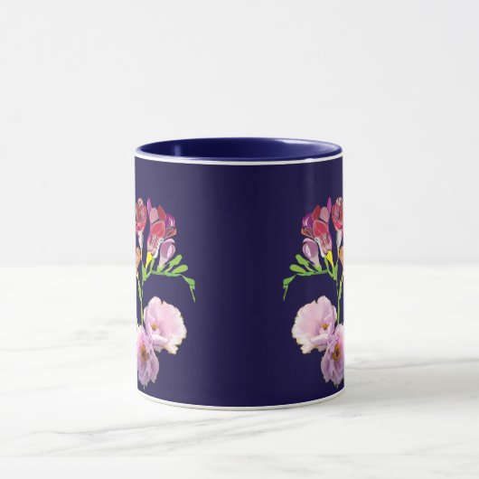 Floral Blue Mok w/Name (Midden)