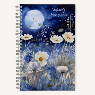 Floral Blue Moon Waterverf Custom Dream Journal Notitieboek