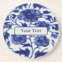 Floral Blue op White  Pottery Painting