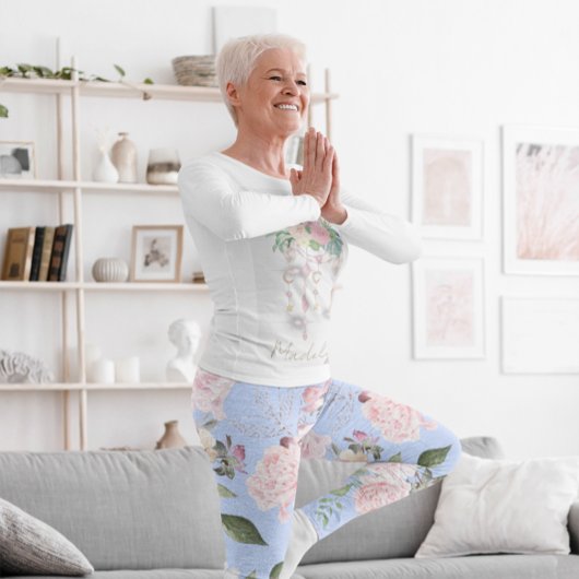 Floral Blue Periwinkle  actief Leggings