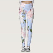 Floral Blue Periwinkle  actief Leggings (Voorkant)