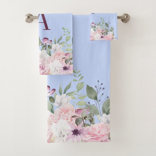 Floral Blue Pink Moederdag Bad Handdoek (Insitu)