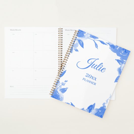 Floral Blue Planner (Devant avec enveloppe)
