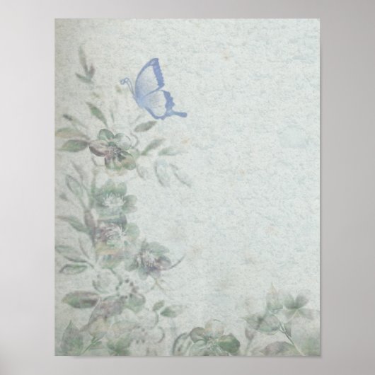 Floral Blue Poster (Voorkant)