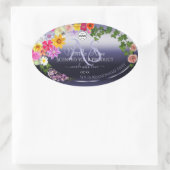Floral Blue Product Packaging Étiquettes Monogramm (Sac)