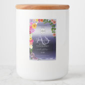Floral Blue Product Packaging Étiquettes Monogramm (Devant)