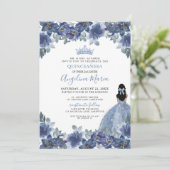 Floral Blue Quinceanera Invitation (Debout devant)