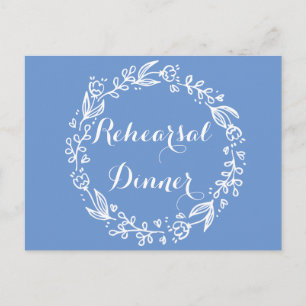 Floral Blue Rehearsal Dinner Flower Wedding Briefkaart