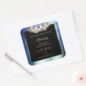 Floral Blue Rozen Black Product Label Marble Lijst (Envelop)