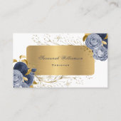 Floral Blue Rozen Gold Visitekaartje (Voorkant)