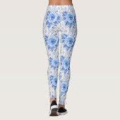Floral Blue Rozen op witte Leggings vrouwen (Achterkant)