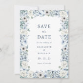 Floral Blue Save The Date (Voorkant)