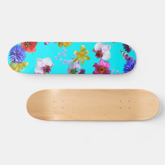 Floral Blue Skateboard (Horizontaal)