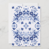 Floral Blue Toile De Jouy Bridal Shower Invitation (Dos)