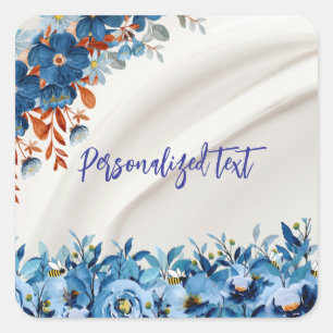 Floral Blue Vierkante Sticker