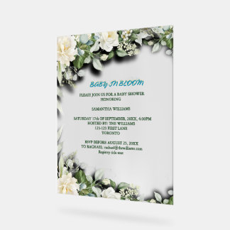 Floral Blue Watercolor Theme Acryl Bord