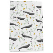 Floral Blue Whale Spring Illustration Pattern Medium Cadeauzakje (Voorkant)