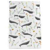 Floral Blue Whale Spring Illustration Pattern Medium Cadeauzakje (Achterkant)