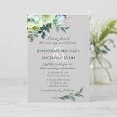 Floral Blue White Gold Turquoise Christelijk Weddi Kaart (Staand voorkant)