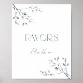 Floral Blue Winter Botanical Favors Poster (Voorkant)