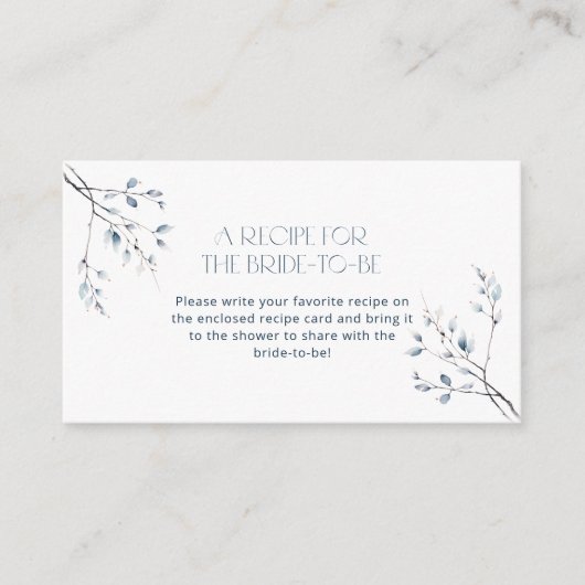 Floral Blue Winter Botanical Share A Recept Informatiekaartje (Voorkant)