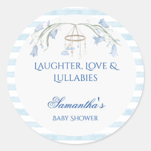 Floral Bluebell Mobile Celestial Boy Baby shower Ronde Sticker