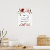 floral blush aangepaste naam bruiloft welkomstteke poster (Keuken)