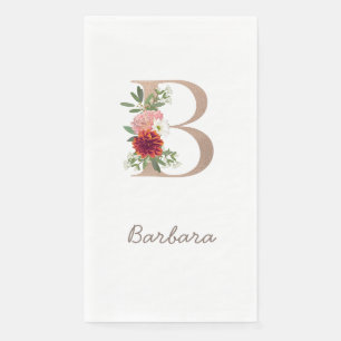 Floral blush bouquet gepersonaliseerde letter " B  Servet