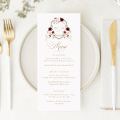 Floral Blush Bourgogne Vert Crest Mariage Menu