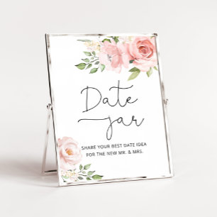 Floral blush date nachtideeën. Datum jar bridal Poster