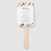 Floral Blush Elegant Magnolia Trouwprogramma Handwaaier (Voorkant)