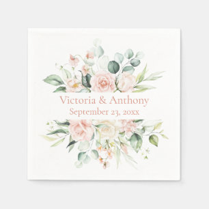 Floral Blush Elegant Name Wedding Napkins Servet