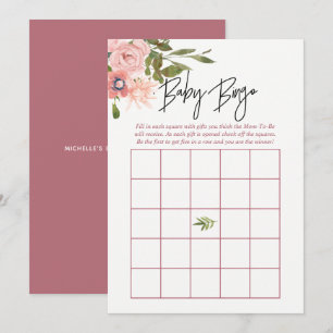 Floral Blush en Roos Gold Baby shower Baby Bingo Kaart