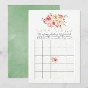 Floral Blush en Sage Baby shower Baby Bingo Kaart