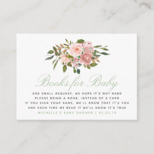 Floral Blush en Sage Baby shower Book Request Informatiekaartje