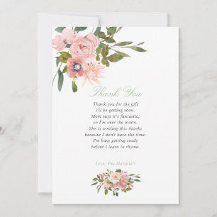 Floral Blush en Sage Baby shower Dank je Bedankkaart