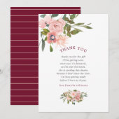 Floral Blush et Bourgogne Baby shower Merci (Devant / Derrière)