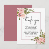 Floral Blush et Rose Baby shower or Merci (Devant / Derrière)